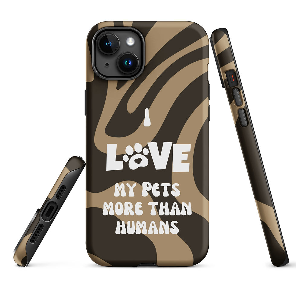 Thumbnail: Tough Case for iPhone® I Love My Pets More Than Humans Brown Background