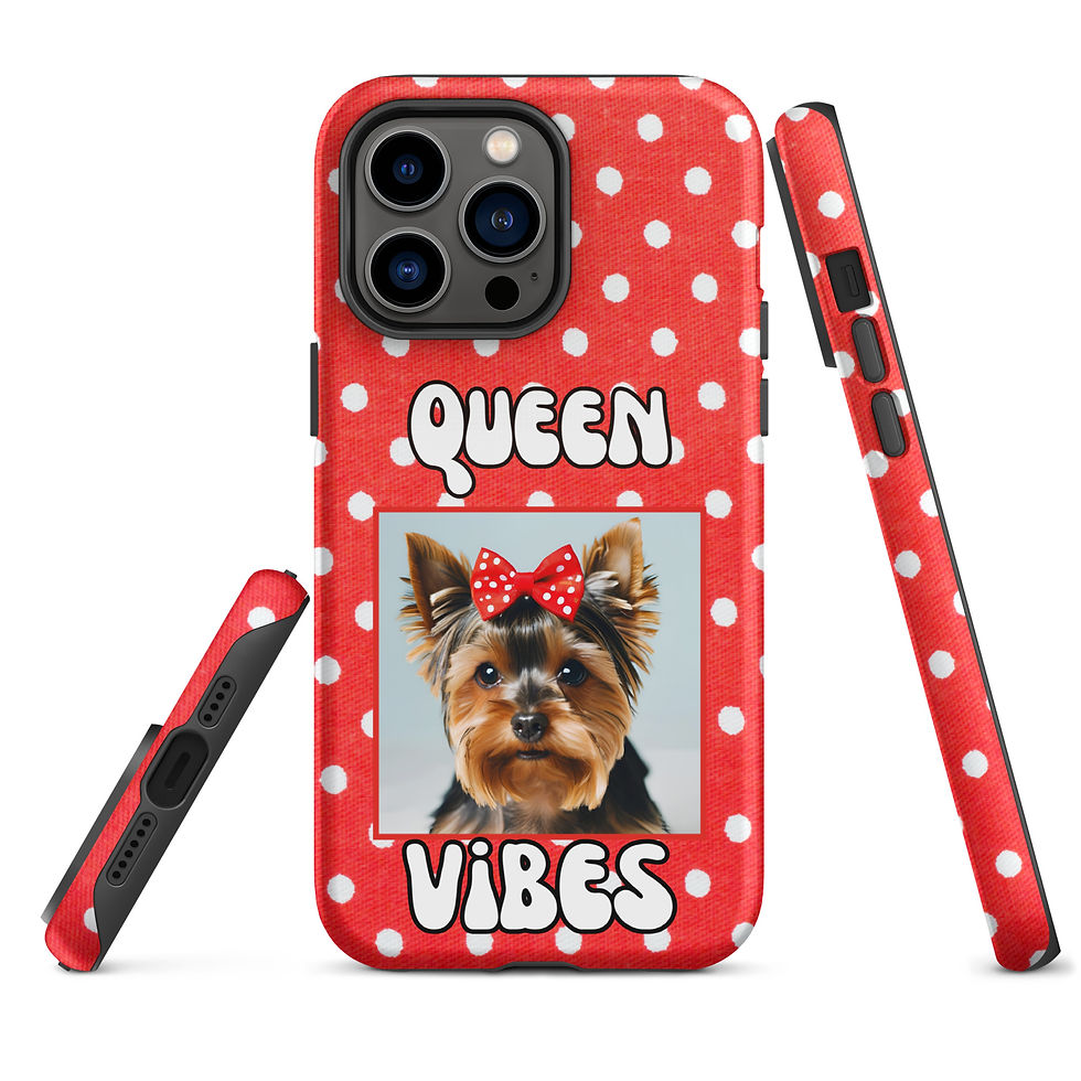 Thumbnail: Tough Case for iPhone® Queen Yorkie Vibes with Red Polka Dot Background