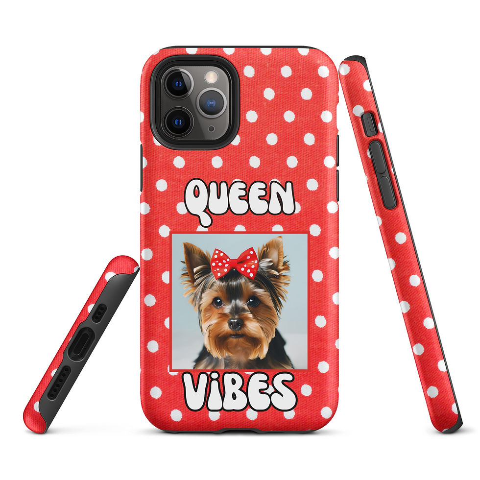 Thumbnail: Tough Case for iPhone® Queen Yorkie Vibes with Red Polka Dot Background