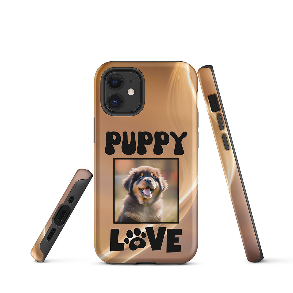 Thumbnail: Tough Case for iPhone® Mastiff Puppy Love with Golden Orange Background