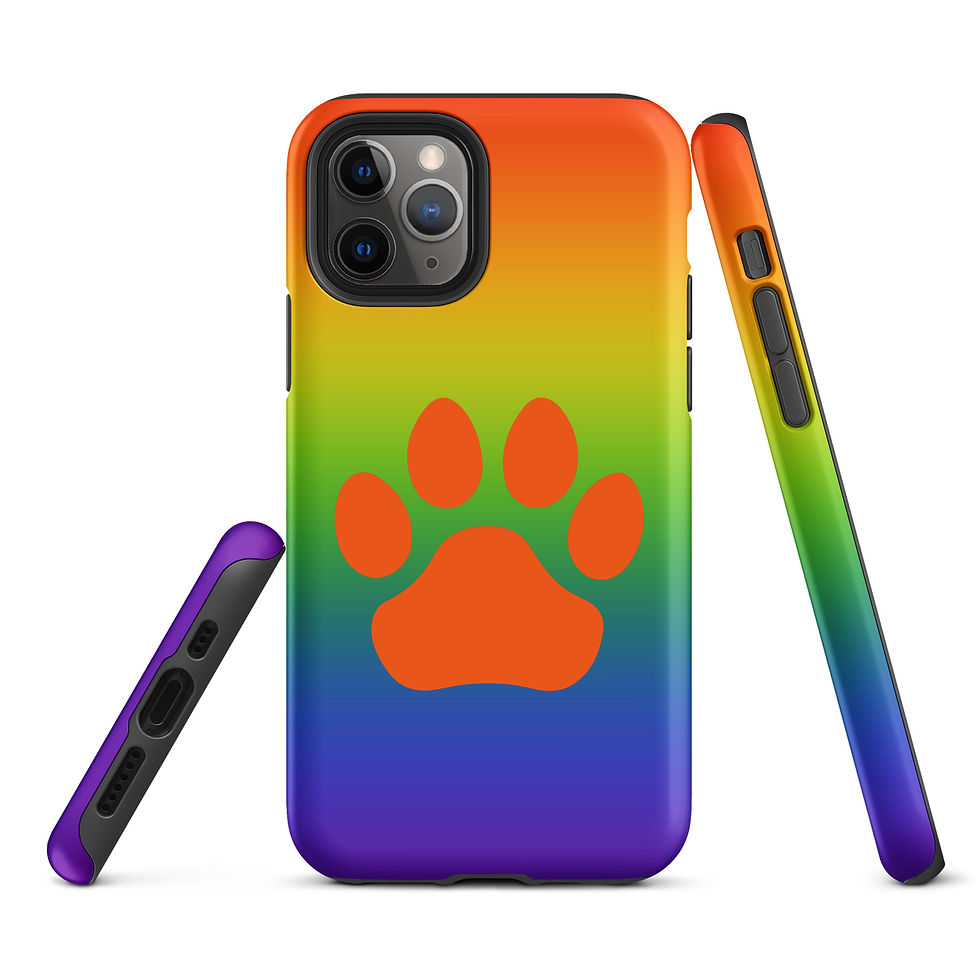 Thumbnail: Tough Case for iPhone® Pawprint with Bright Rainbow Background