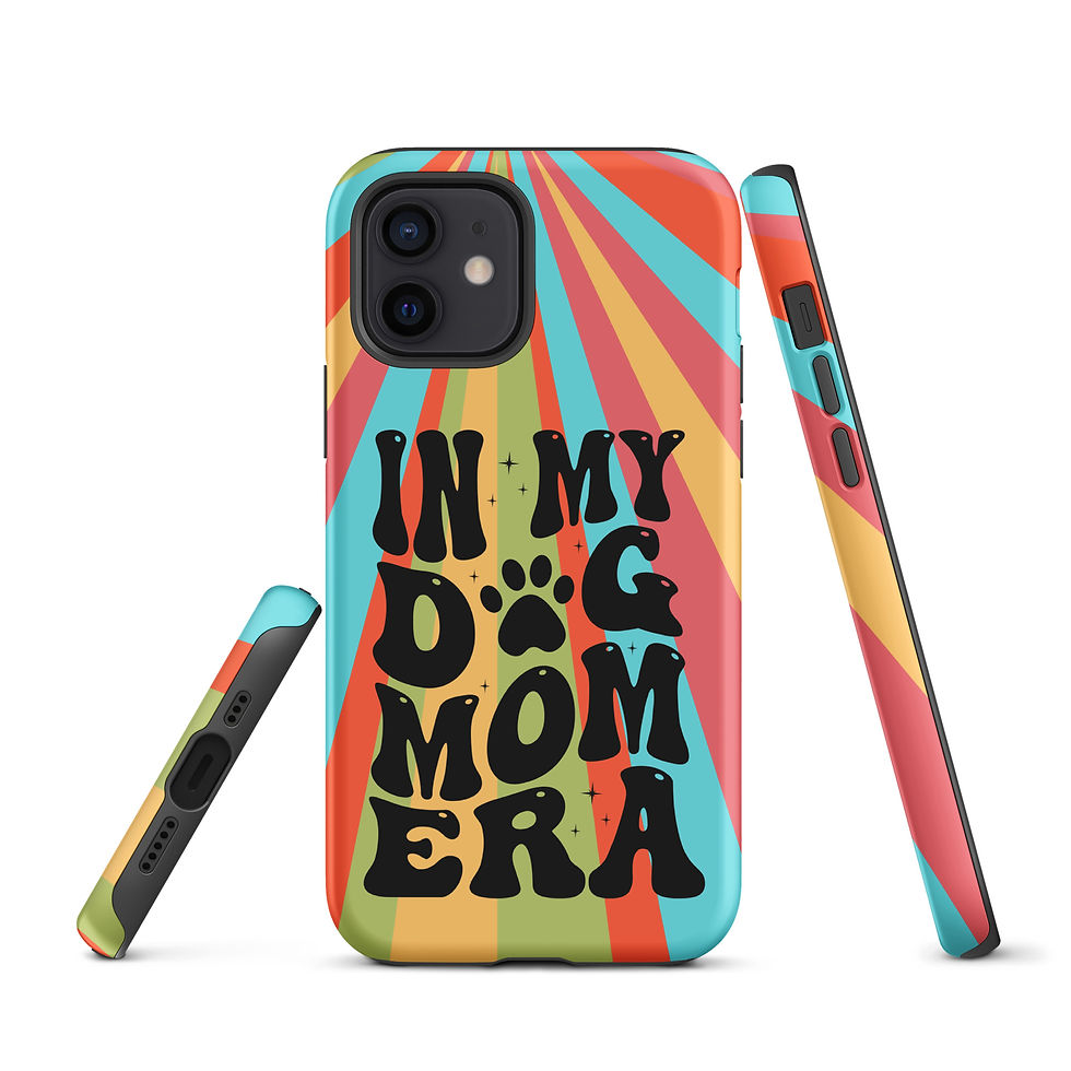 Thumbnail: Tough Case for iPhone® In my Dog Mom Era Retro Bright Background