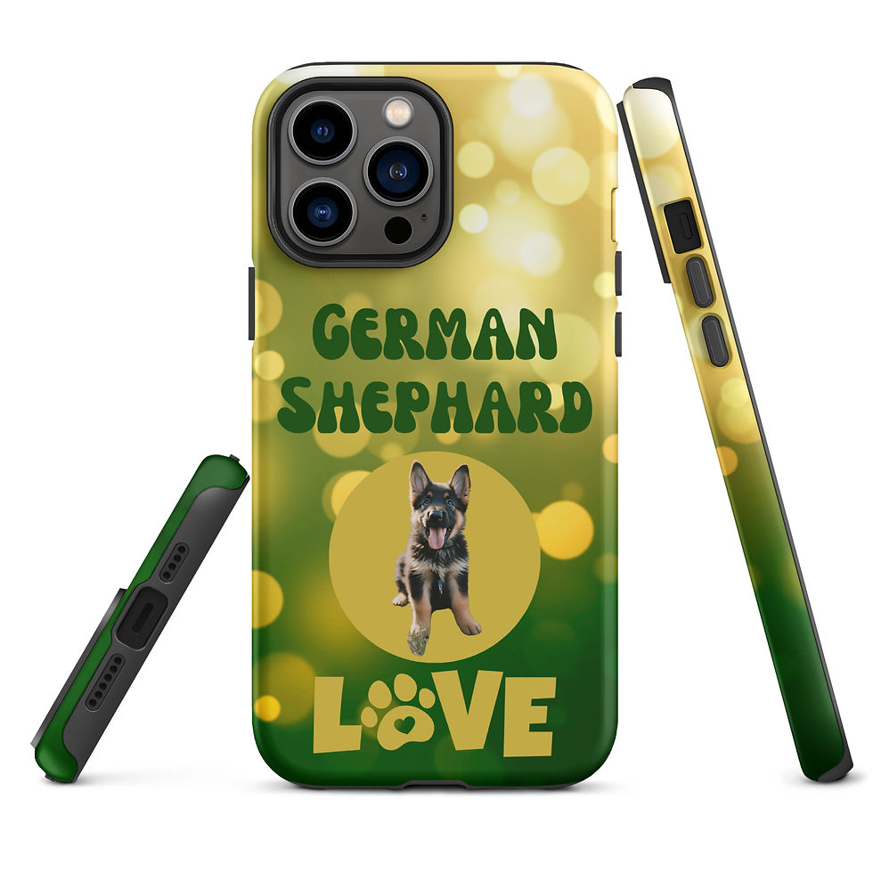 Thumbnail: Tough Case for iPhone® German Shephard Puppy Love with Bubbles Background