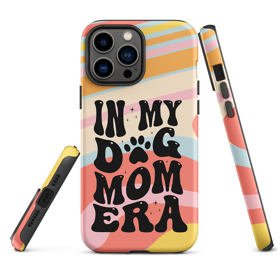 Thumbnail: Tough Case for iPhone® In my Dog Mom Era Retro Groovy Background