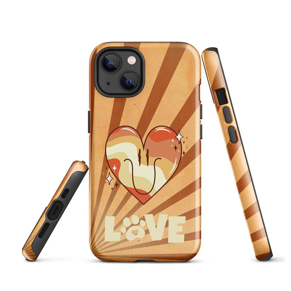 Thumbnail: Tough Case for iPhone® Golden Groovy Heart with Love Paw Print