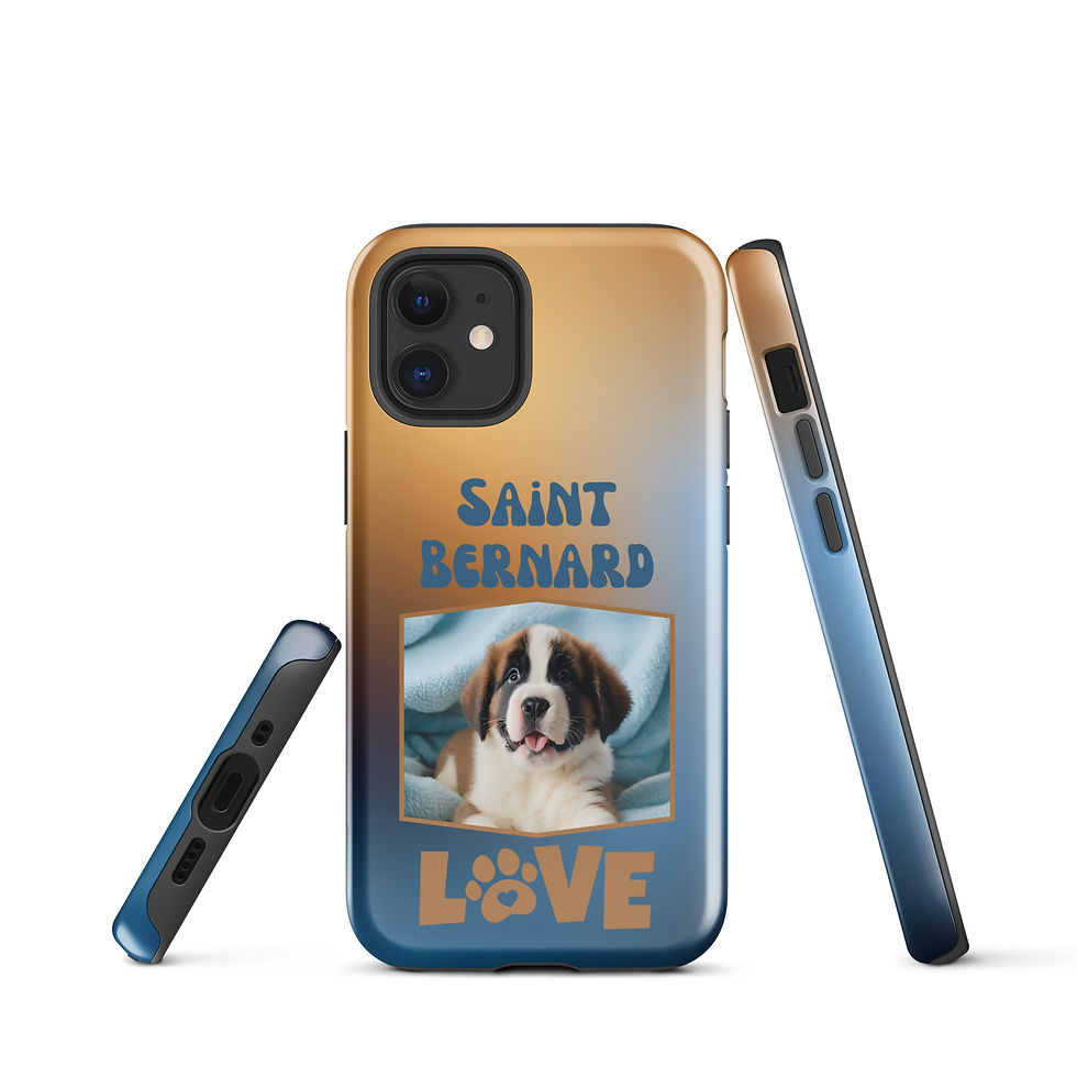 Thumbnail: Tough Case for iPhone® Saint Bernard Love Blue and Orange Gradient Background
