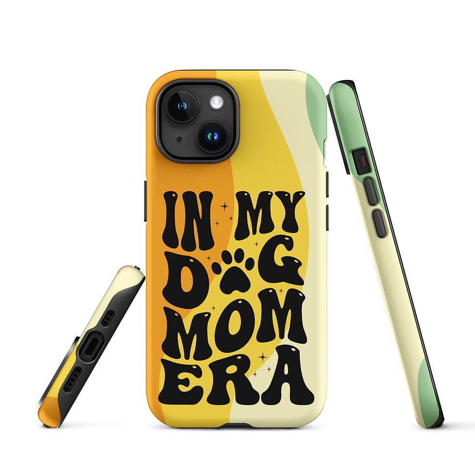 Thumbnail: Tough Case for iPhone® In my Dog Mom Era Retro Orange, Yellow, Green, Background