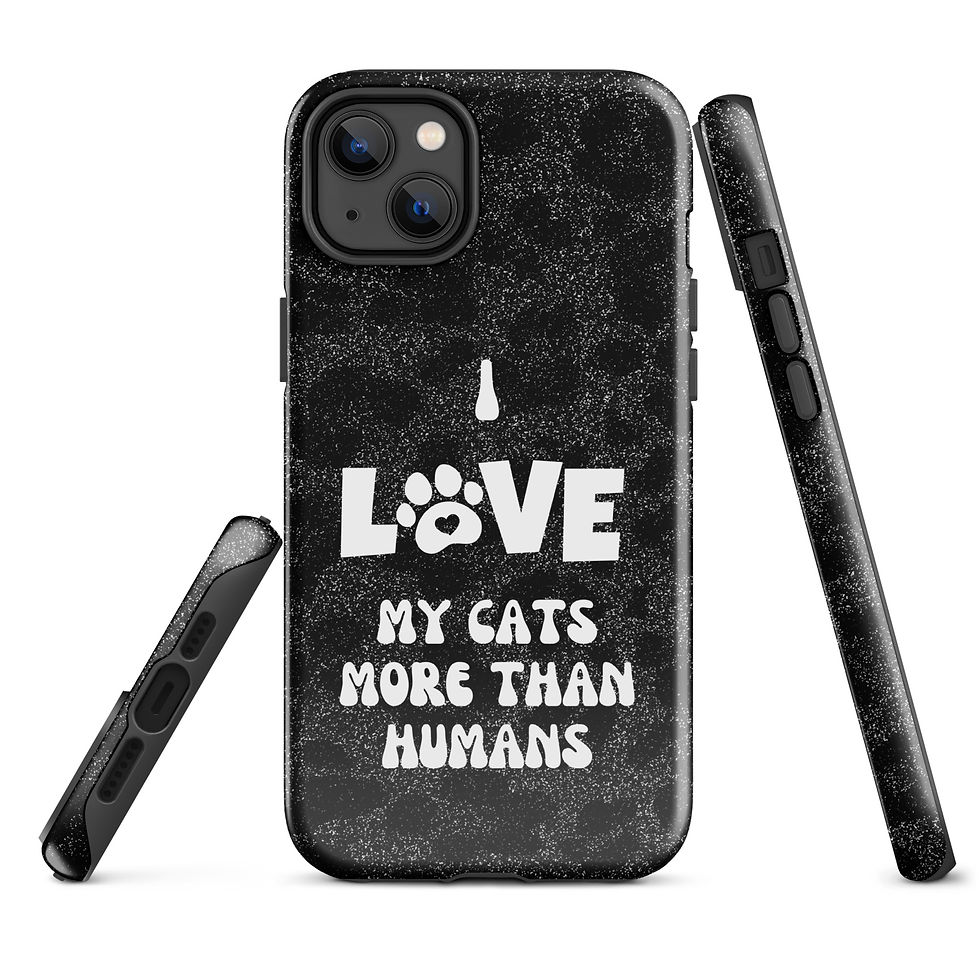 Thumbnail: Tough Case for iPhone® I Love My Cats More Than Humans Black Print Background