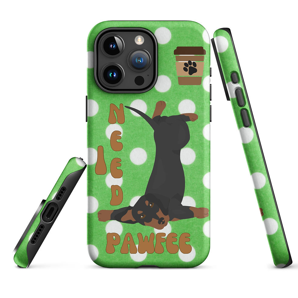 Thumbnail: Tough Case for iPhone® I need Pawfee Pup with Green Polka Dot Background