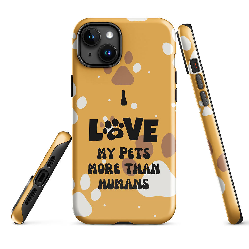 Thumbnail: Tough Case for iPhone® I Love My Pets More Than Humans Paw Print Background