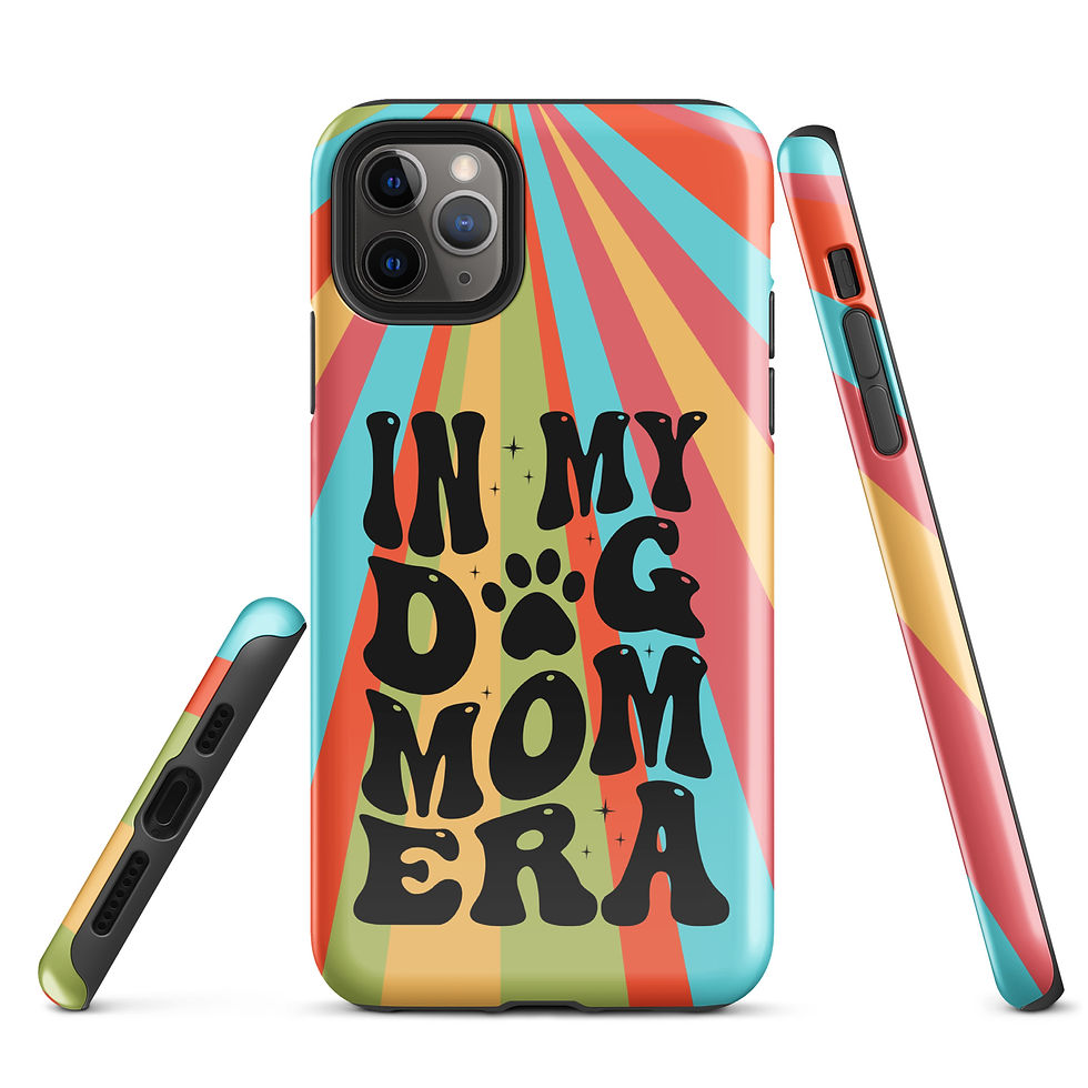 Thumbnail: Tough Case for iPhone® In my Dog Mom Era Retro Bright Background