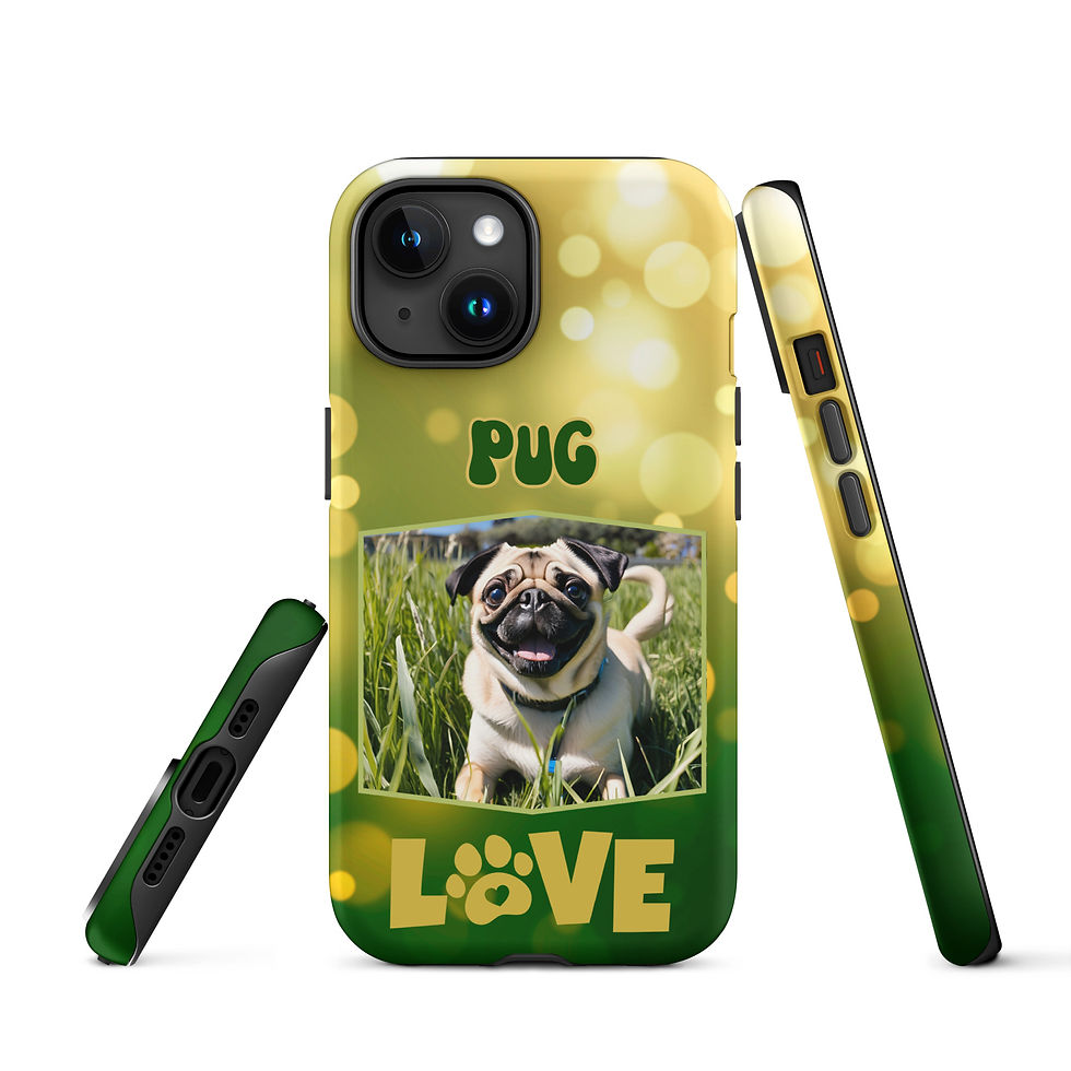 Thumbnail: Tough Case for iPhone® Pug Puppy with Yellow and Green Bubble Background