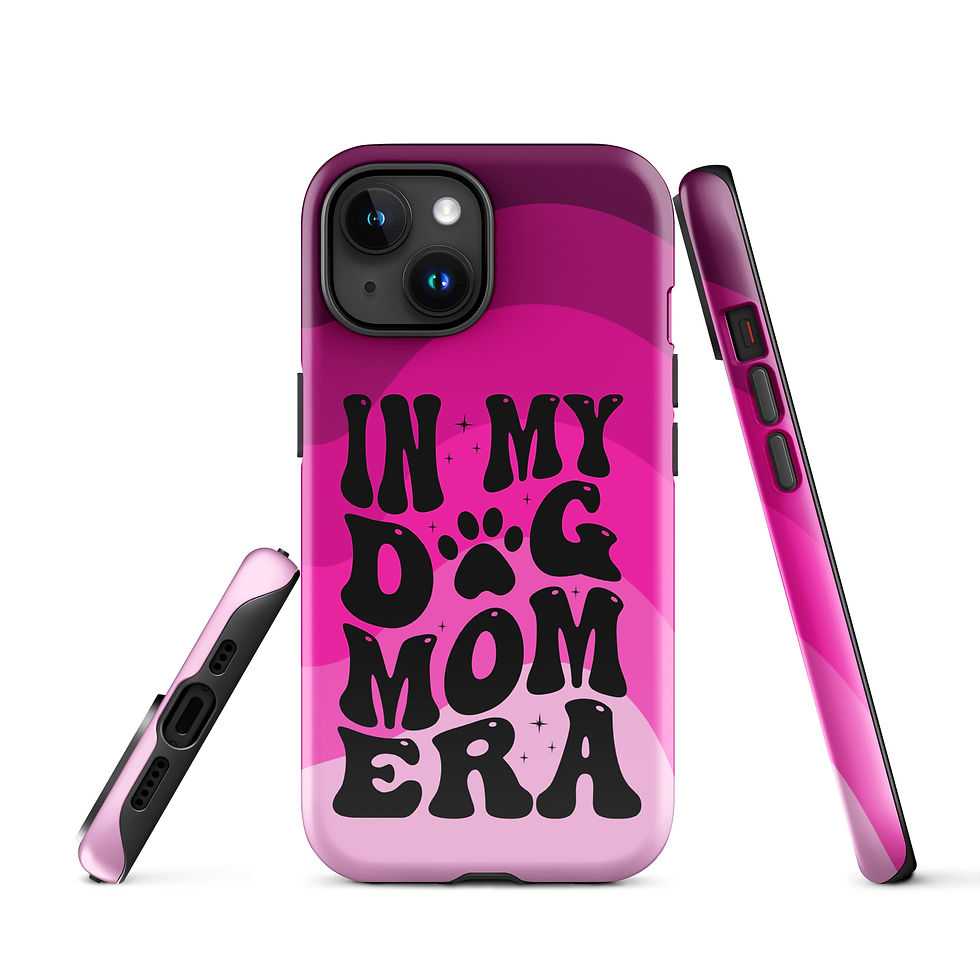 Thumbnail: Tough Case for iPhone® In my Dog Mom Era Pink and Magenta Background