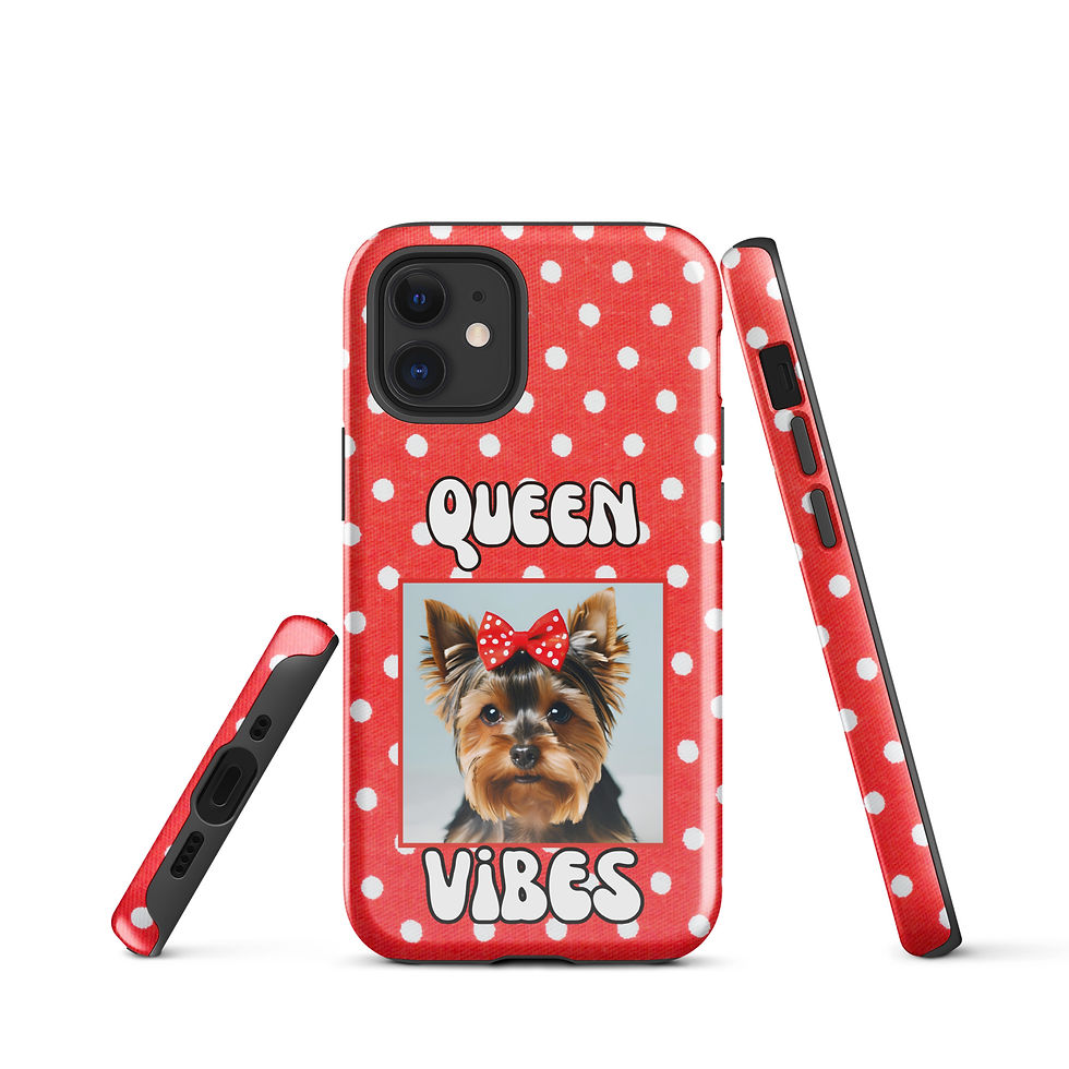 Thumbnail: Tough Case for iPhone® Queen Yorkie Vibes with Red Polka Dot Background