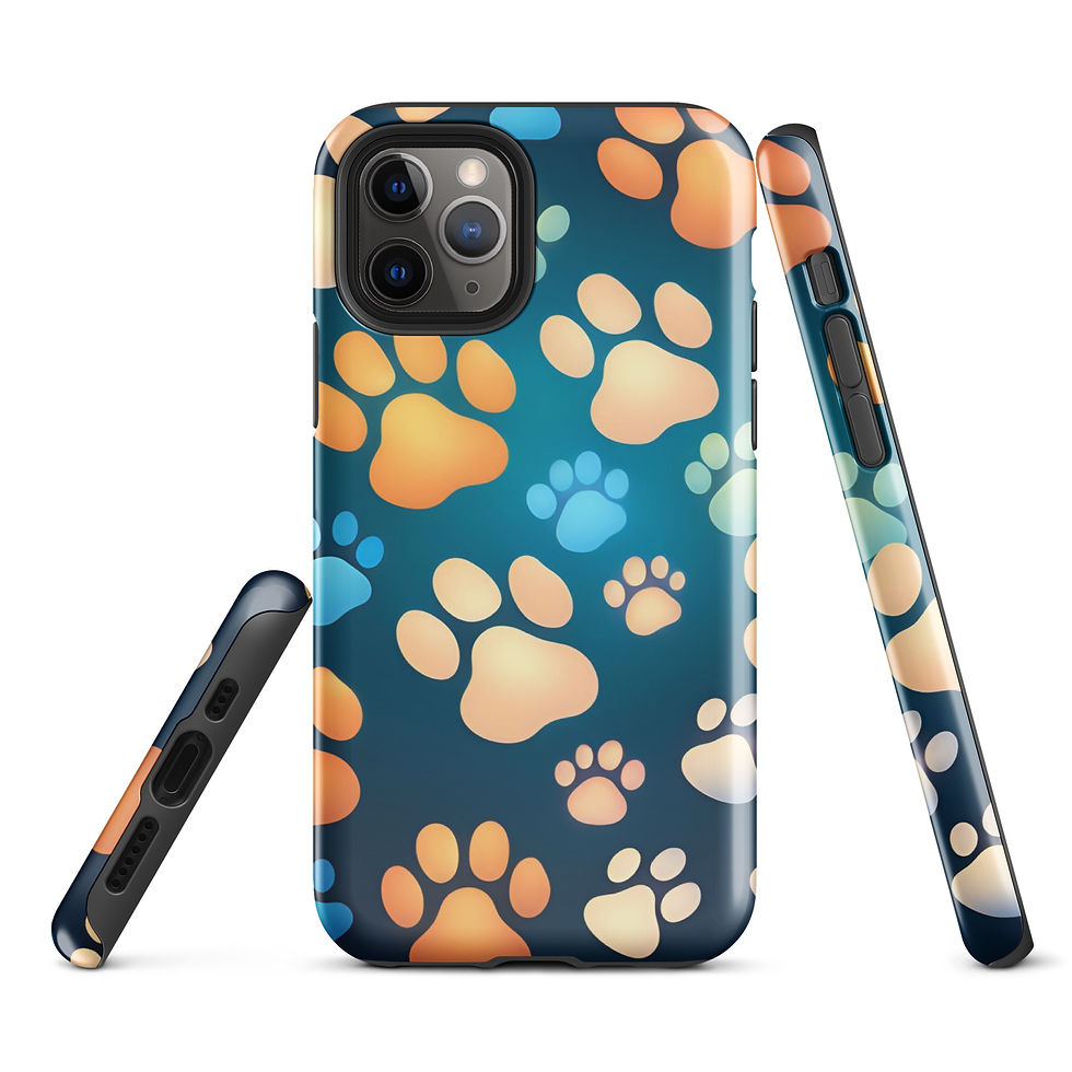 Thumbnail: Tough Case for iPhone® Paw Prints With Blue Gradient Background