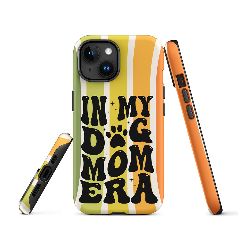 Thumbnail: Tough Case for iPhone® In my Dog Mom Era Retro Stripe Background