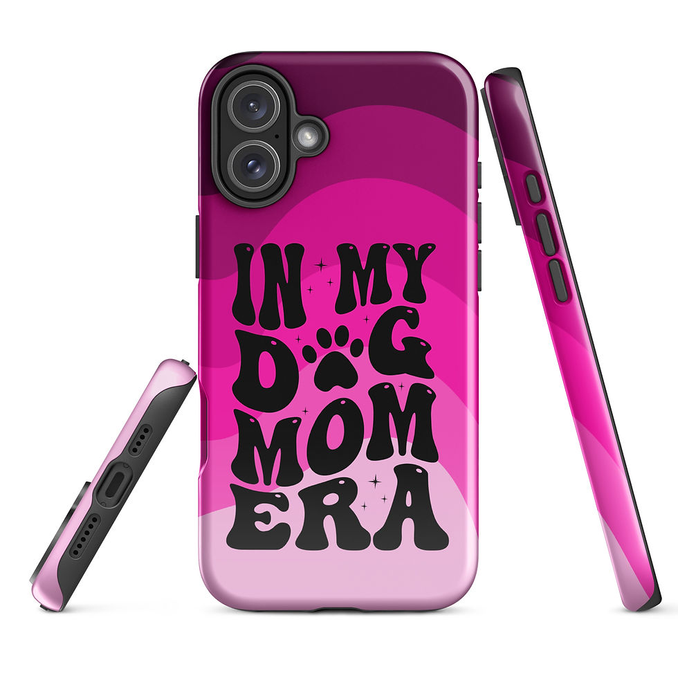 Thumbnail: Tough Case for iPhone® In my Dog Mom Era Pink and Magenta Background