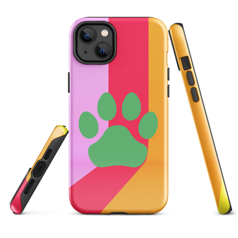 Thumbnail: Tough Case for iPhone® Paw Print with Retro Angle Background