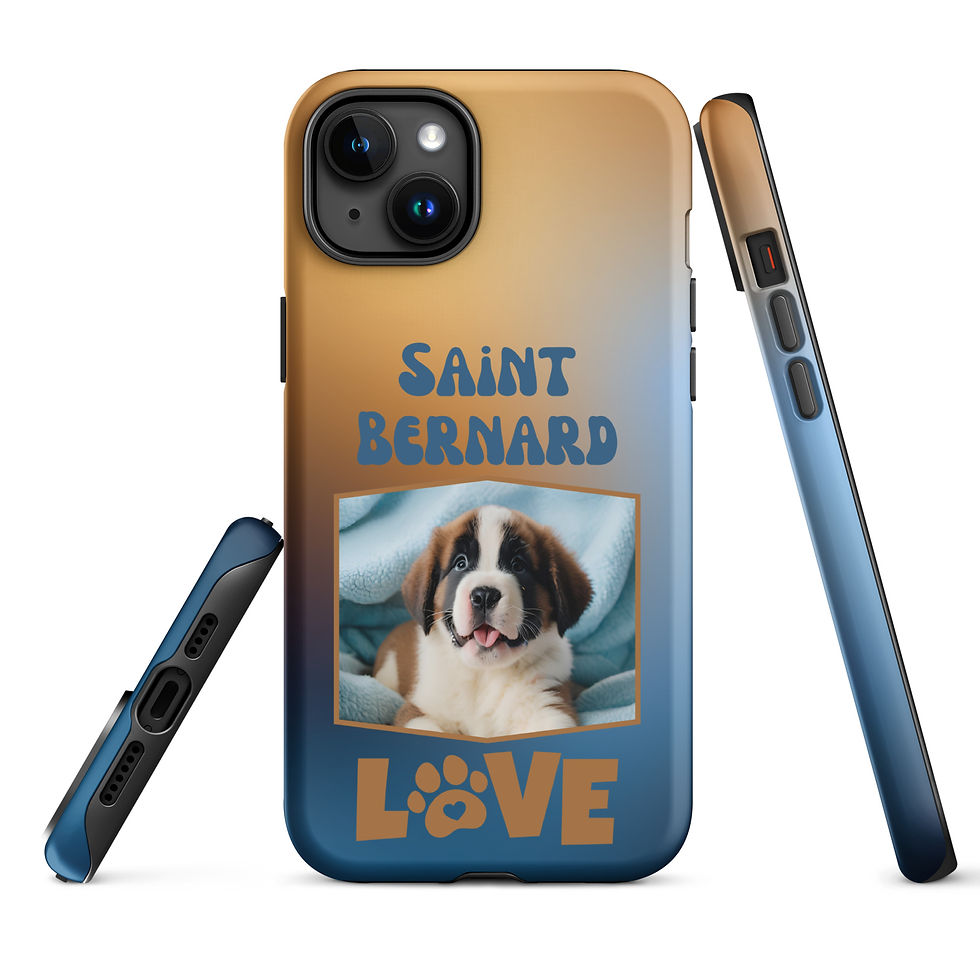 Thumbnail: Tough Case for iPhone® Saint Bernard Love Blue and Orange Gradient Background