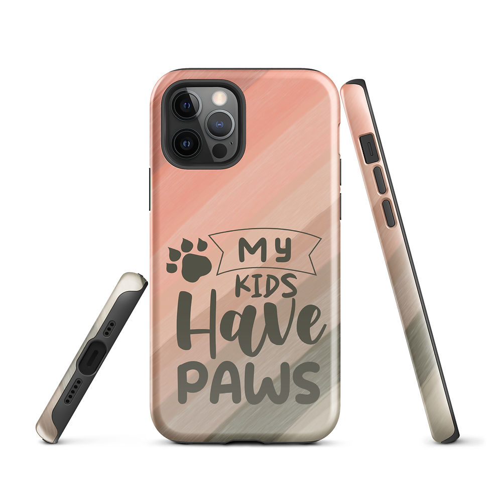 Thumbnail: Tough Case for iPhone® My Kids Have Paws Pink and Green Background