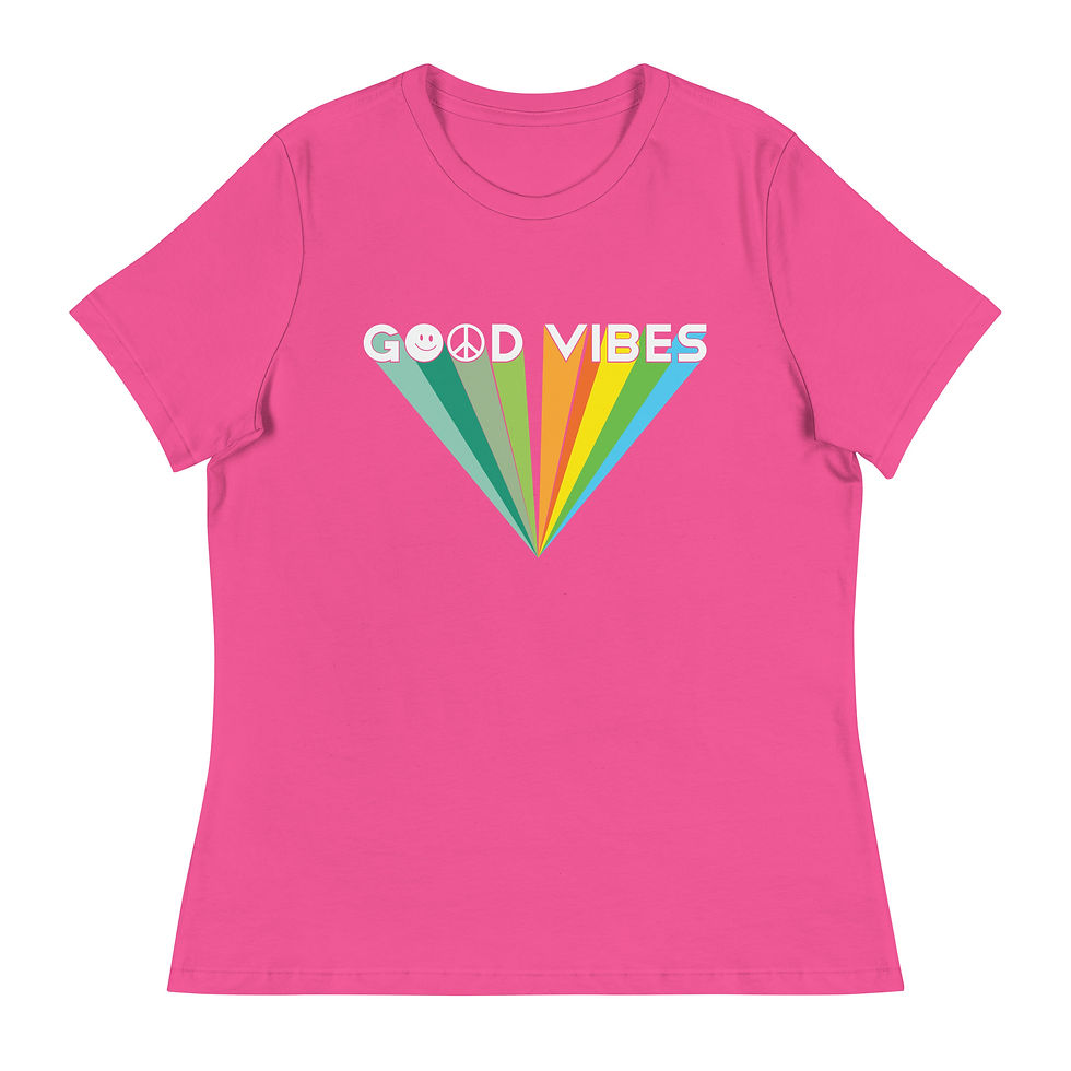 Thumbnail: Women's Relaxed T-Shirt- Good Vibes Multicolor