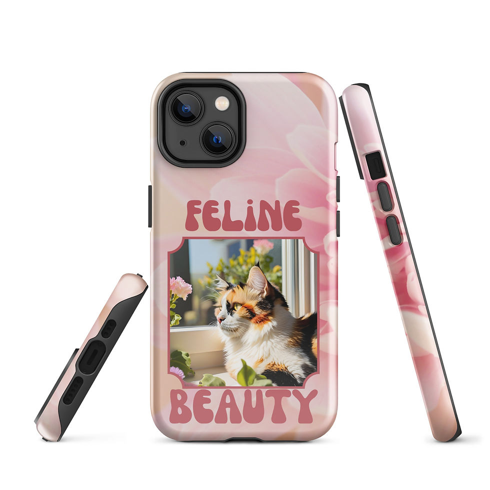 Thumbnail: Tough Case for iPhone® Feline Beauty Cat with Pink Flower Background
