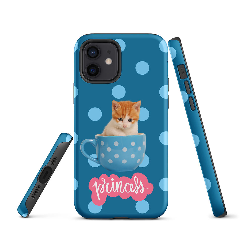 Thumbnail: Tough Case for iPhone® Kitten Princess in a Cup with Blue Polka Dots