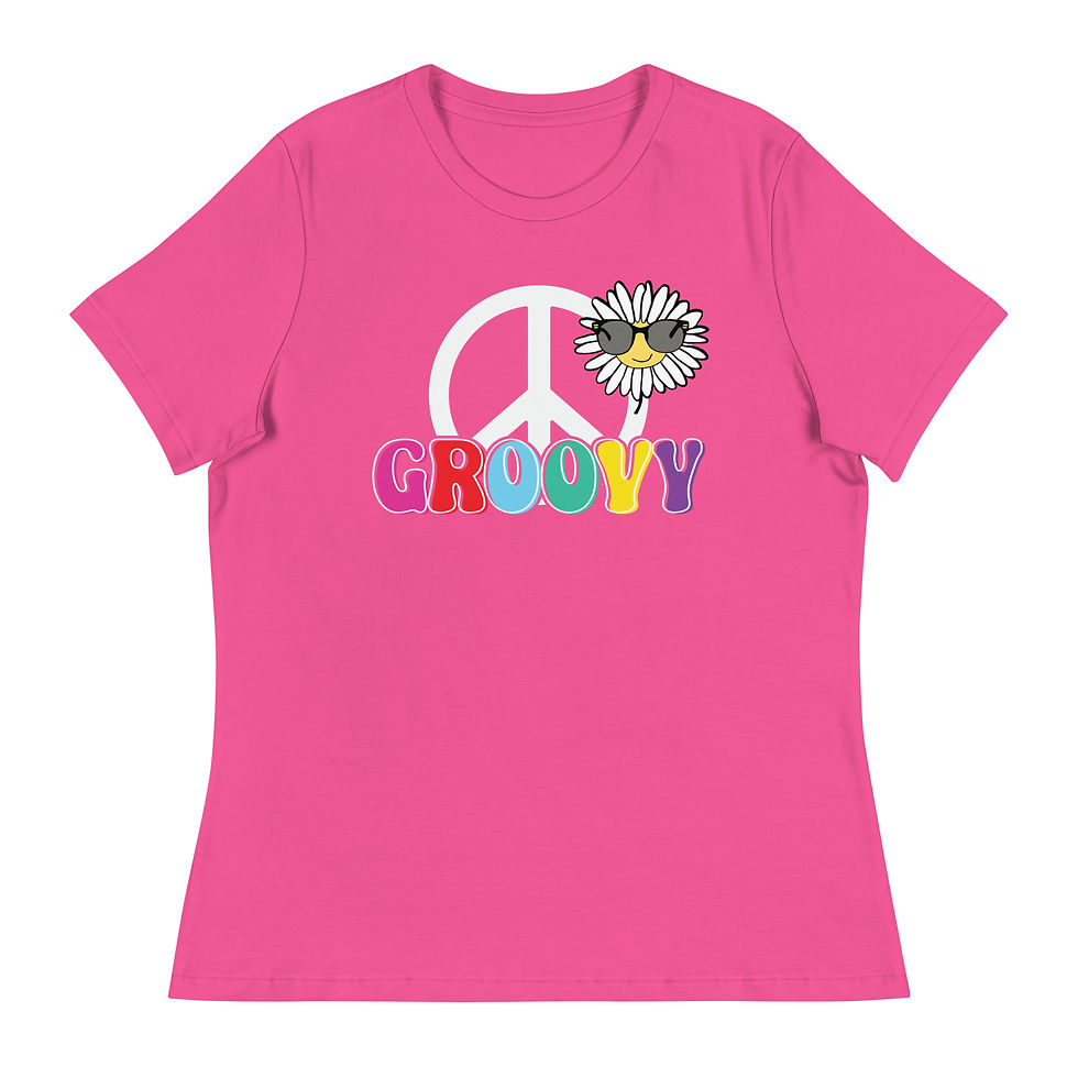 Thumbnail: Women's Relaxed T-Shirt- Peace Sign with Daisy