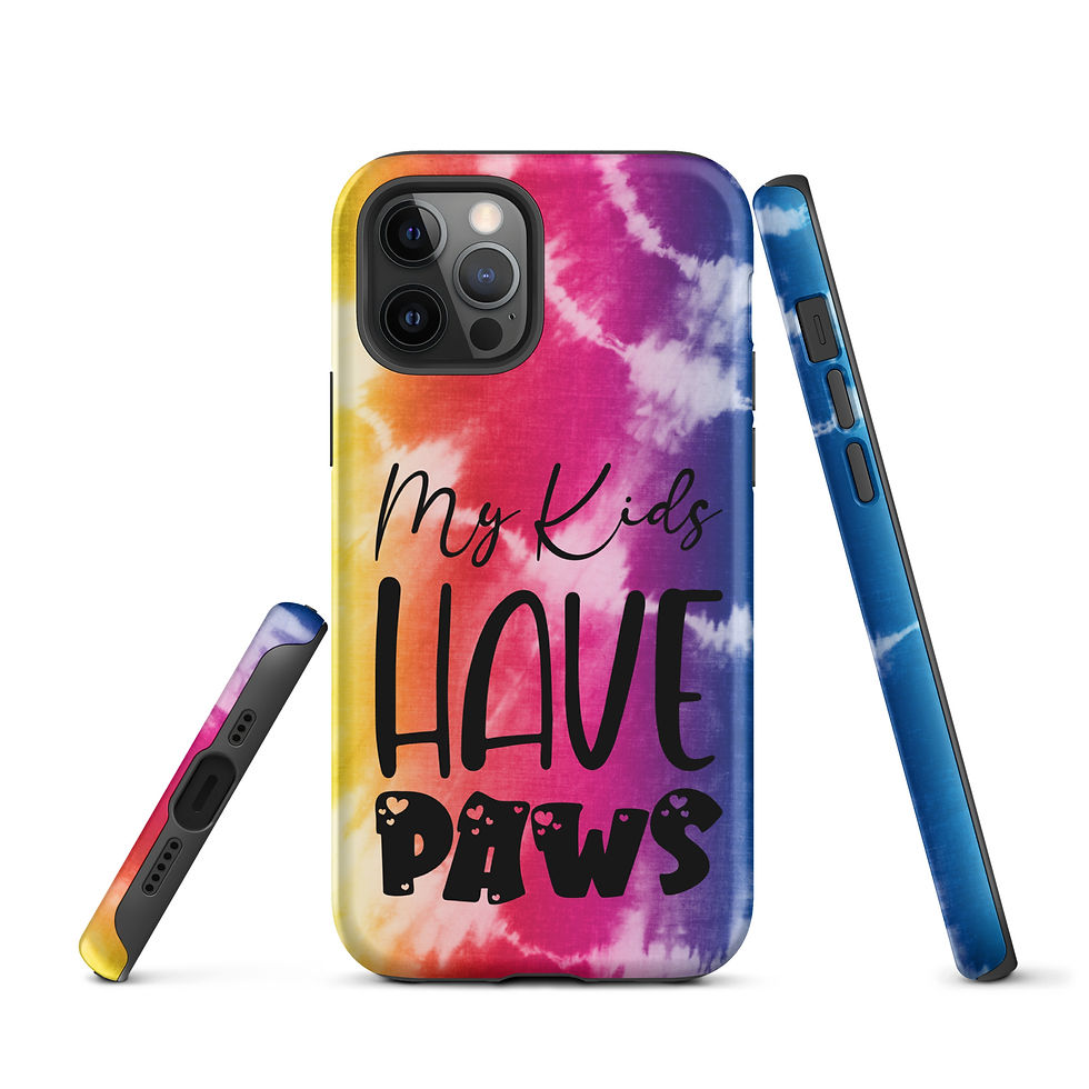Thumbnail: Tough Case for iPhone® My Kids Have Paws Tie Dye Background