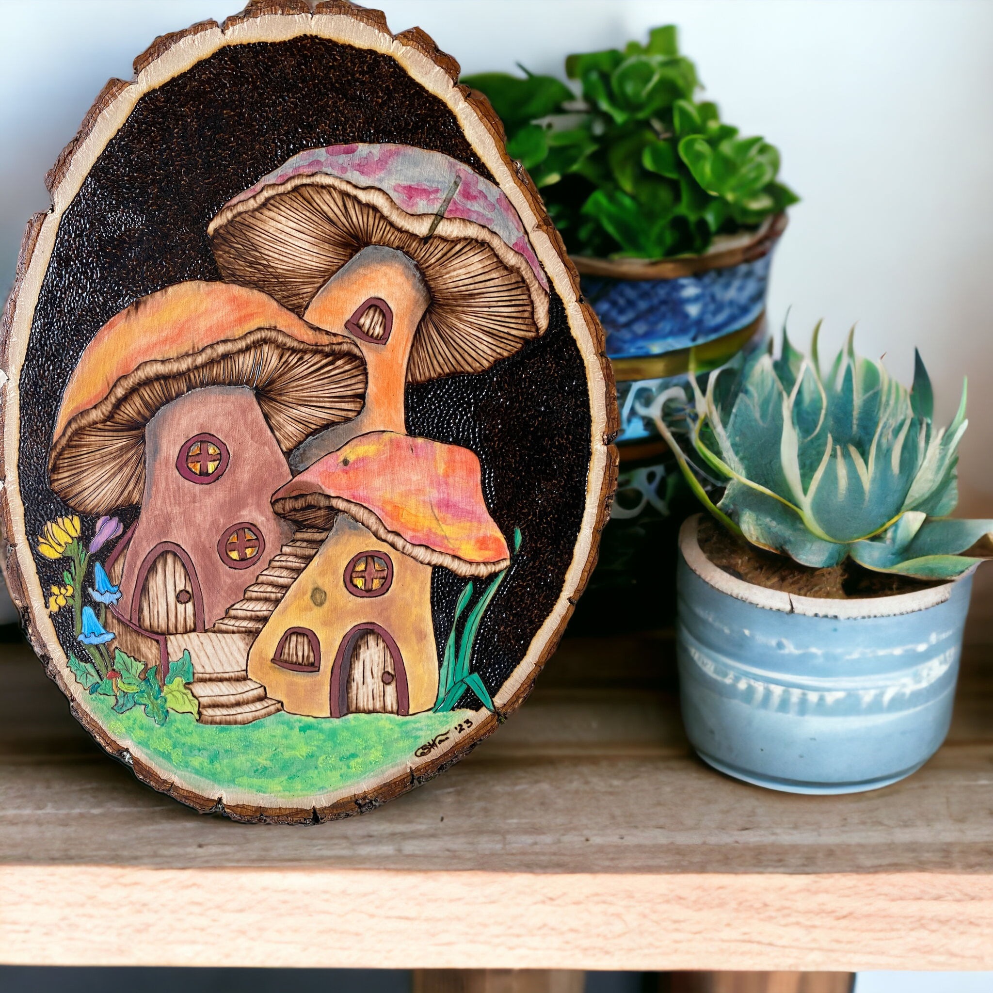 Staged view of Gnome Mushroom Home
