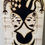 Thumbnail: Woodburn painting of two jester faces with a while background 