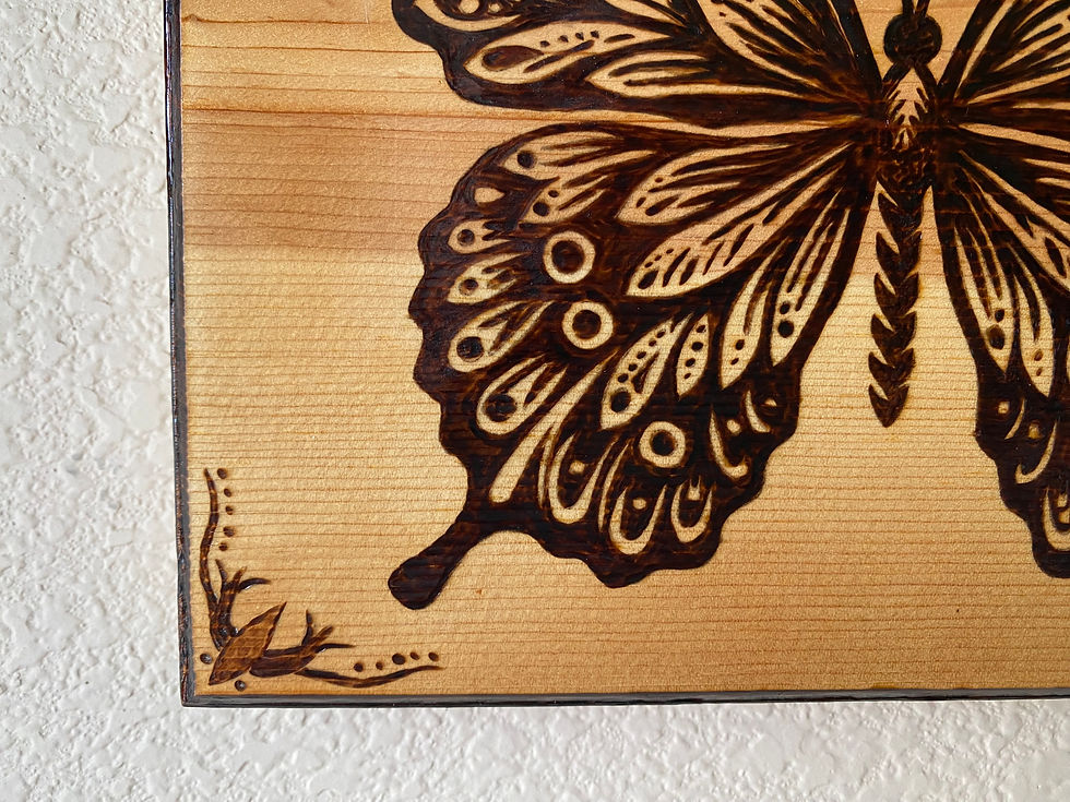Thumbnail: Wood burned butterfly art