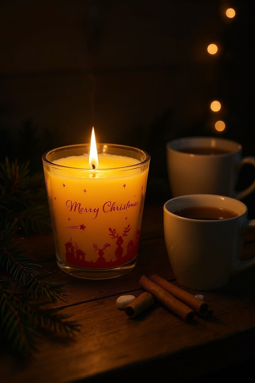 Thumbnail: A second Christmas scene is shown on the Holiday candle is staged