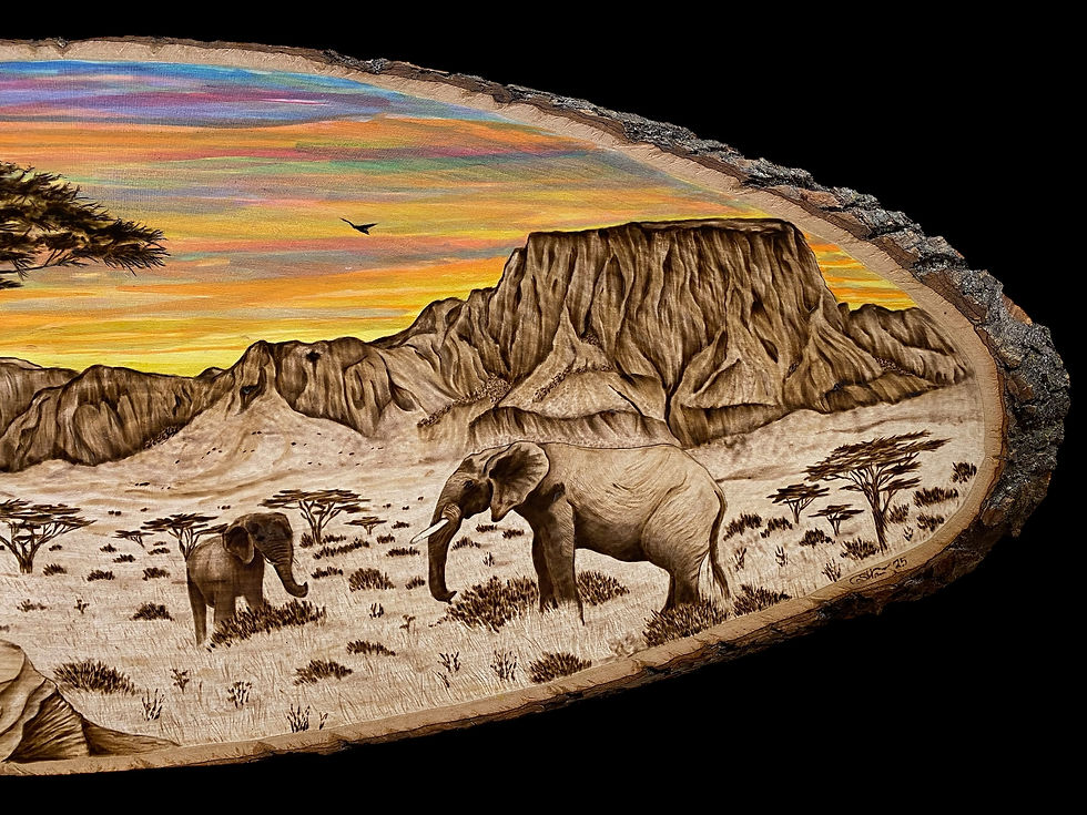Thumbnail: Close up of the right side of African Sunset wood art