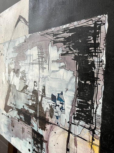 抽象画　作者不詳　現代アート Hiroshi - White sign acrylic on paper 2025.10 #抽象画 #抽象絵画