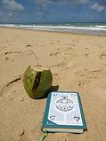 Knietzsche und das Hosentaschenorakel am Strand mit einer Kokusnuss