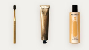 Aurezzi 24K gold toothbrush, toothpaste and mouthwash sold at Prince Pharmacy London