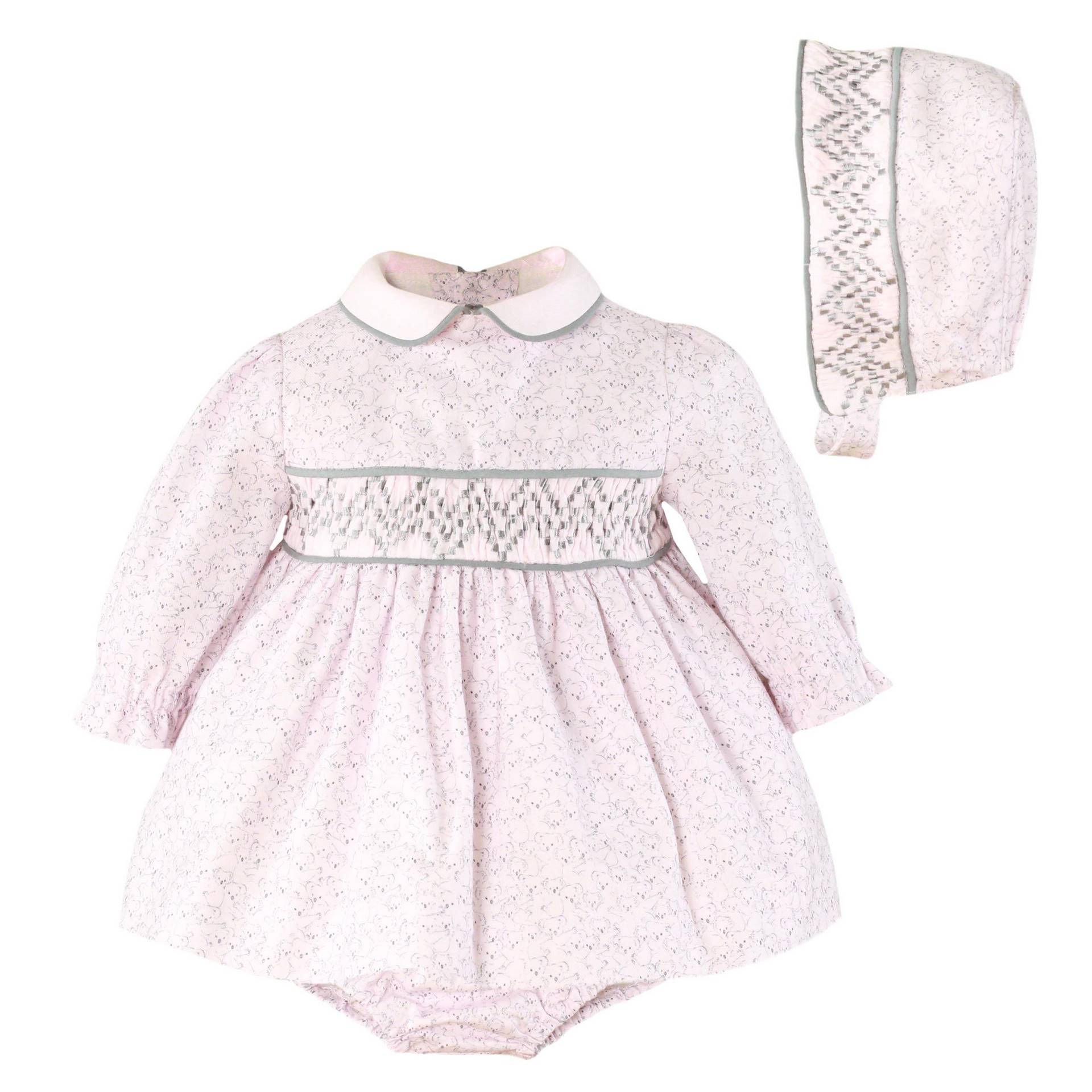 Baby Pink Knit Dress with Hat