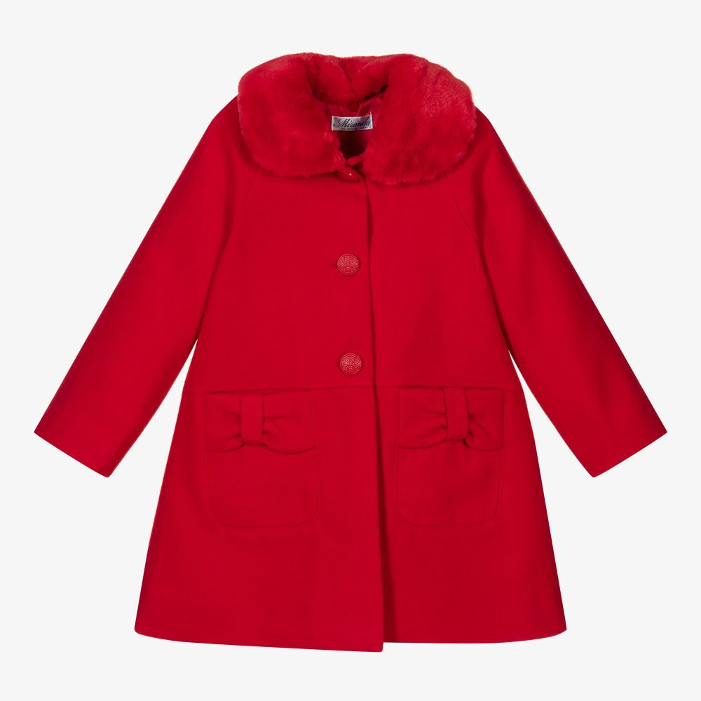 Girls Red Blue Felt Coat