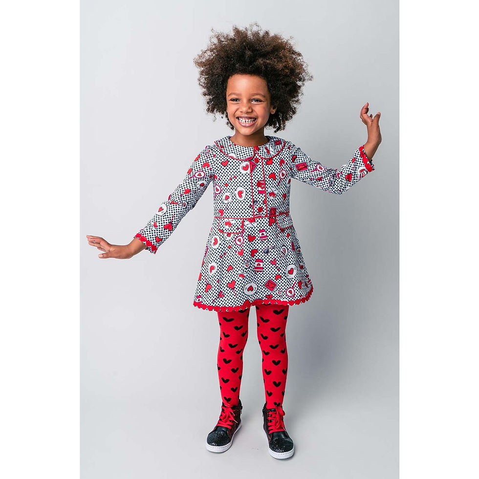 Girls Heart Print Tights