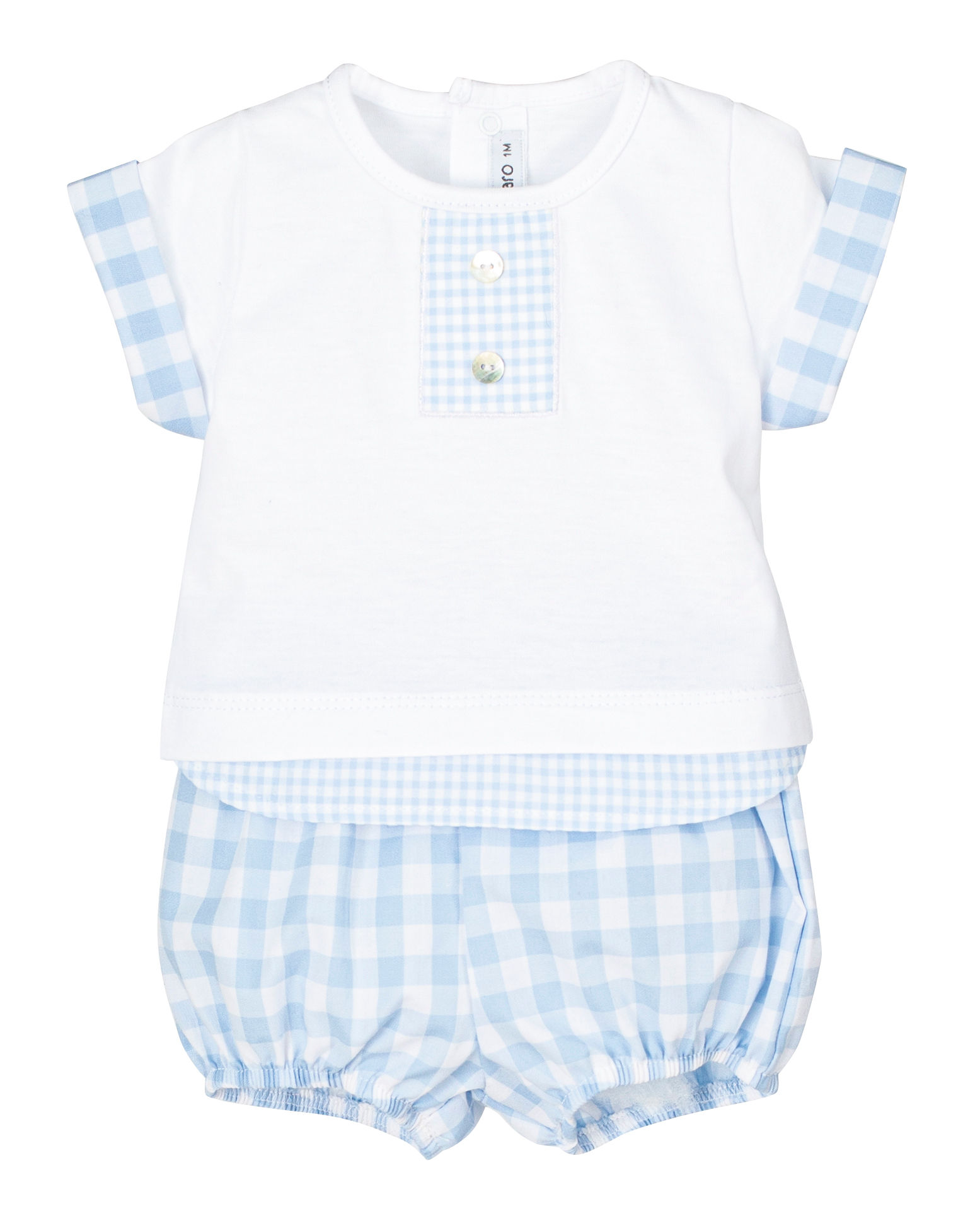 Boy White & Blue Shorts Set