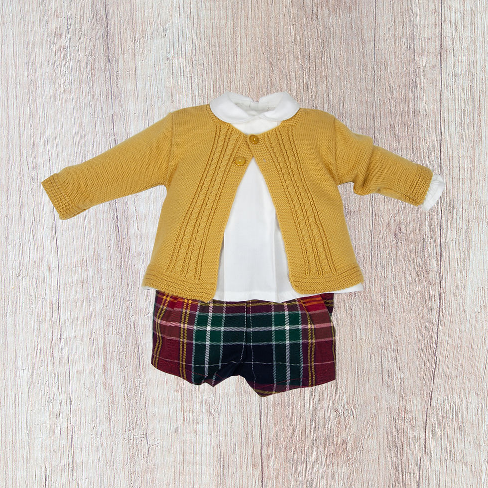 Baby Set Yellow & Plaid Shorts