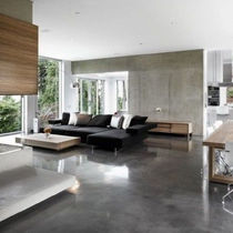 Piso cimentício decorativo em ambiente social