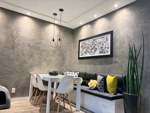 Cimento queimado em parede decorativa