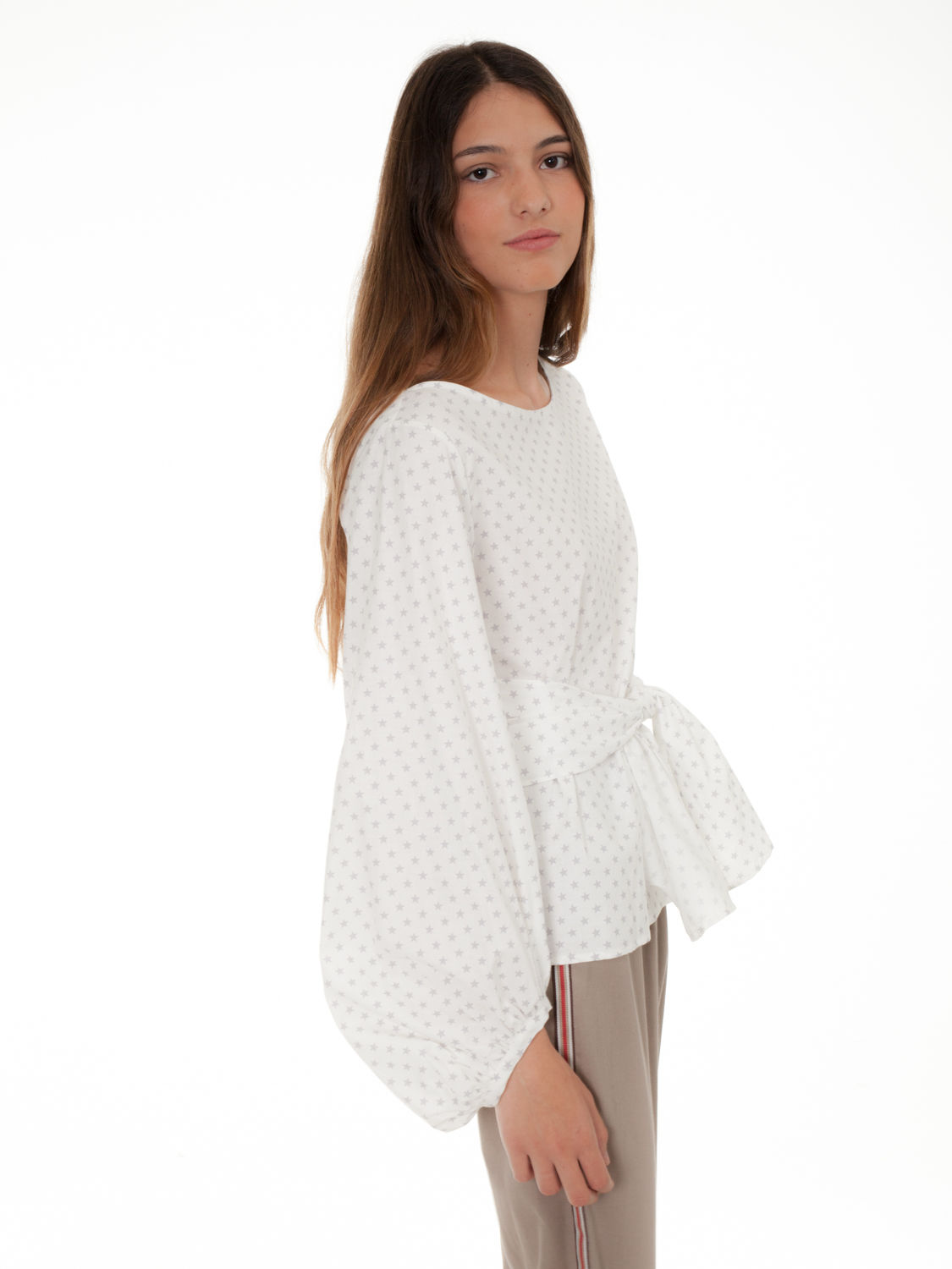 GREY STAR BLOUSE BOW AT WAIST