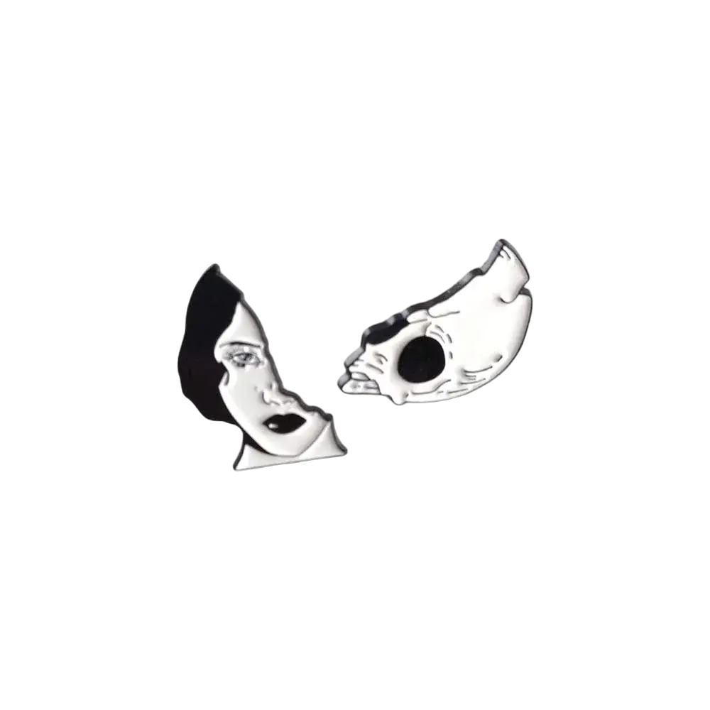 Pin metálico Girl/Skull (Set 2 pines)