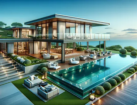 DALL·E 2024-06-12 14.00.29 - A luxurious villa featuring modern architecture, with a spaci