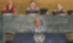 Panapasi Nelesone speaks at the 2026 High-Level Political Forum on Sustainable Development at the United Nations headquarters in New York. Photo courtesy of the Tuvalu government