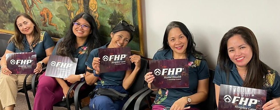 Menchu Atalig, FHP Home Health & Hospice manager, from left, with case managers, Kisha De Joya, Ruby Pickop, Celes Almira and Norhea Cando. Photo courtesy FHP