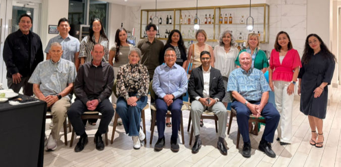 Lee Webber, seated from left, Jim Herbert, Carol Cruz, Ernie Galito, Kishore Sathar and Jerold Filush